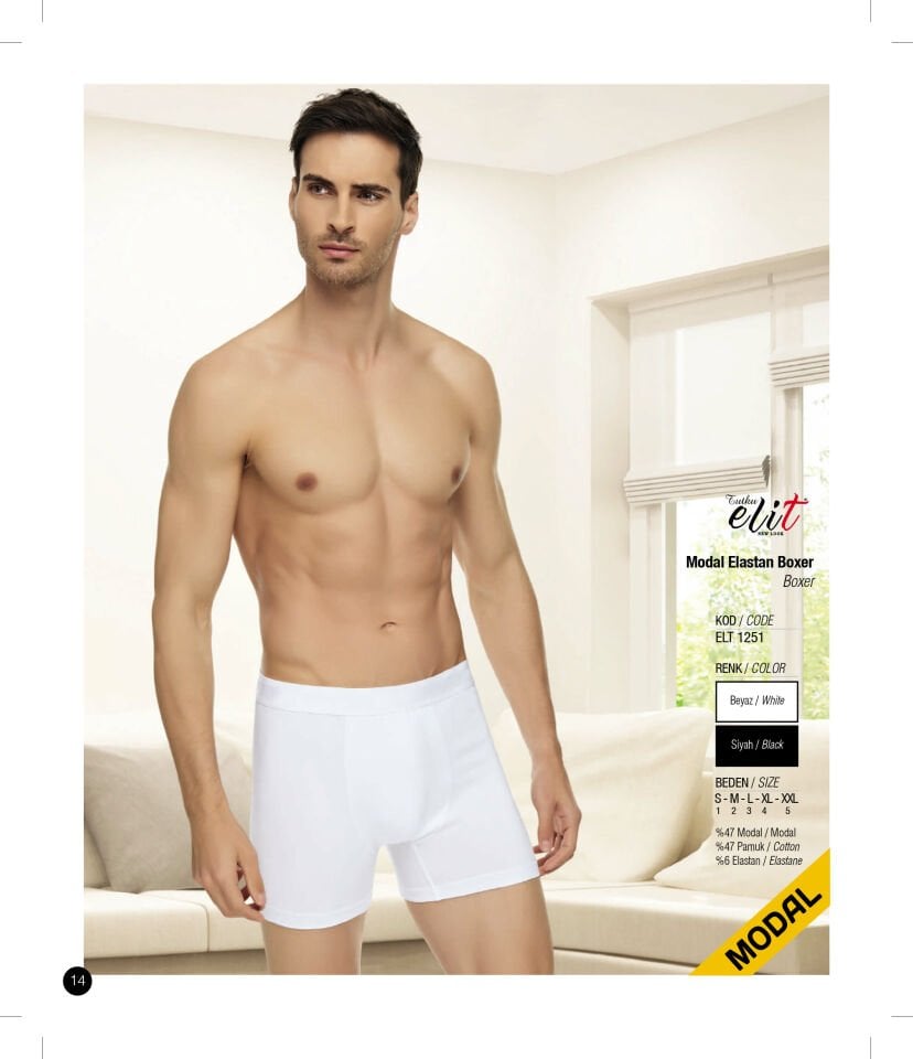 Tutku Elit 1251 Modal Elastan Erkek Boxer 6 lı Paket