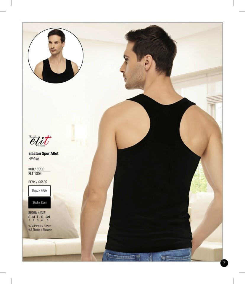 Tutku Elit 1304 Elastan Erkek Spor Atlet 6 lı Paket