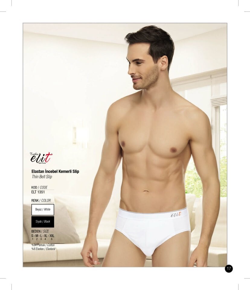 Tutku Elit 1351 Elastan Likralı İnce Kemer Slip 6 lı Paket