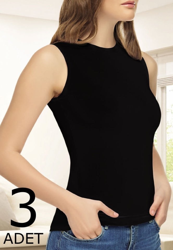 Tutku Elit 2201 Elastan Sıfır Kol Bayan Badi 3 lü Paket