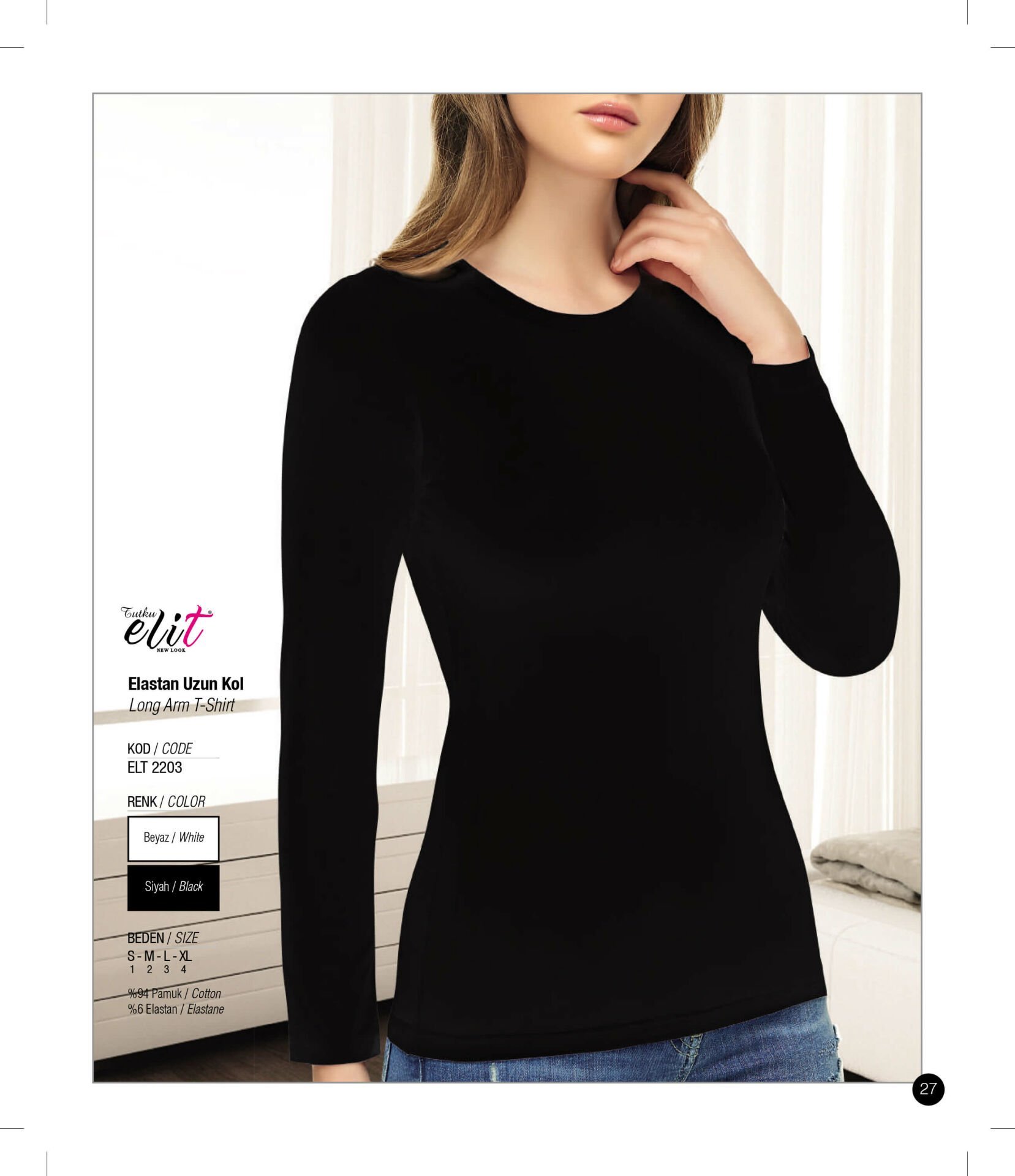 Tutku Elit 2203 Elastan Uzun Kol Bayan Badi 3 lü