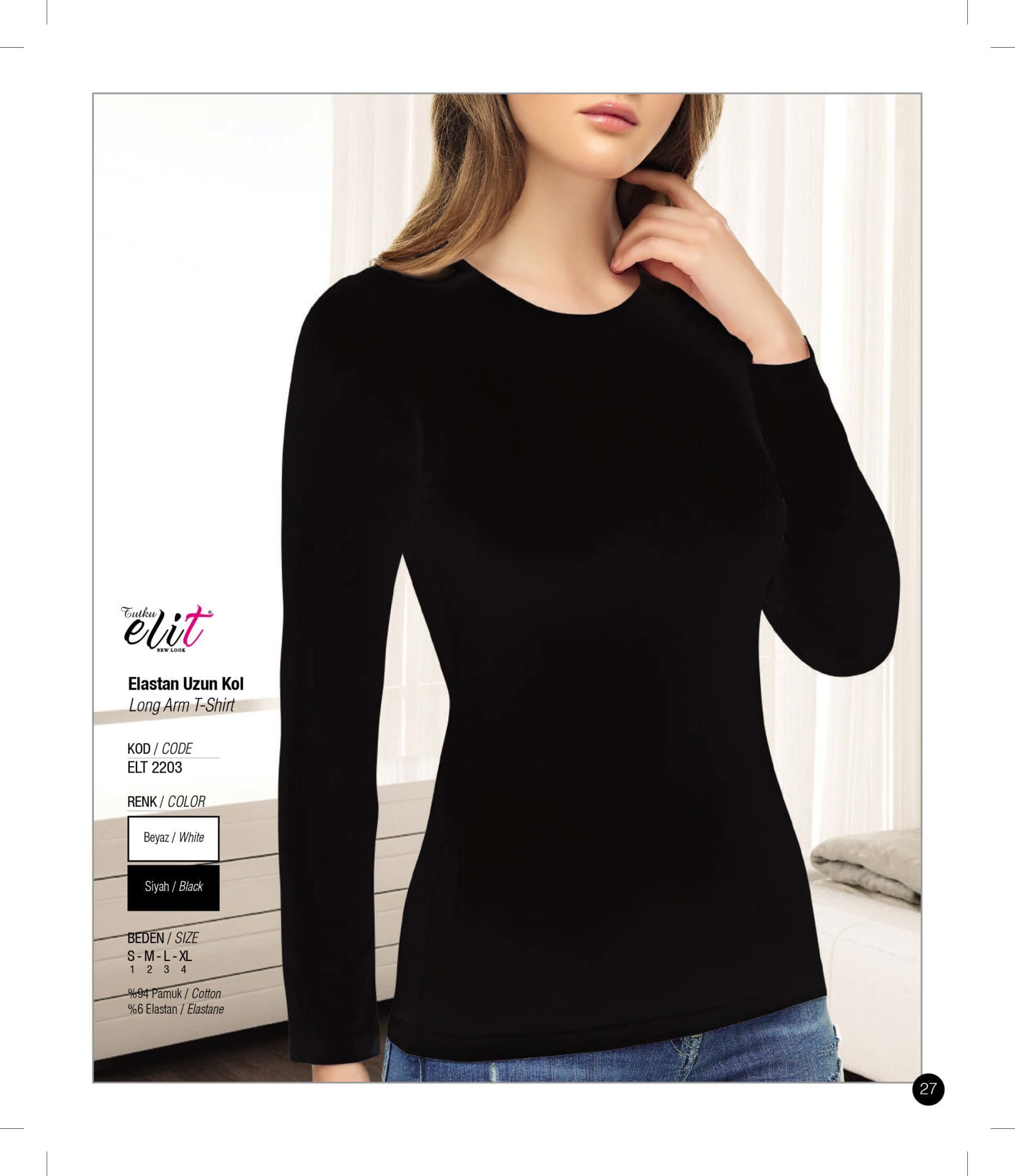 Tutku Elit 2203 Elastan Uzun Kol Bayan Badi 6 lı