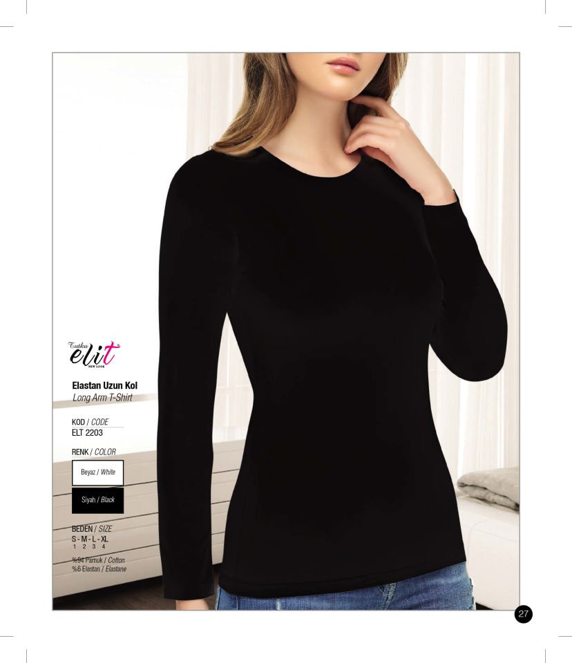 Tutku Elit 2203 Elastan Uzun Kol Bayan Badi 6 lı