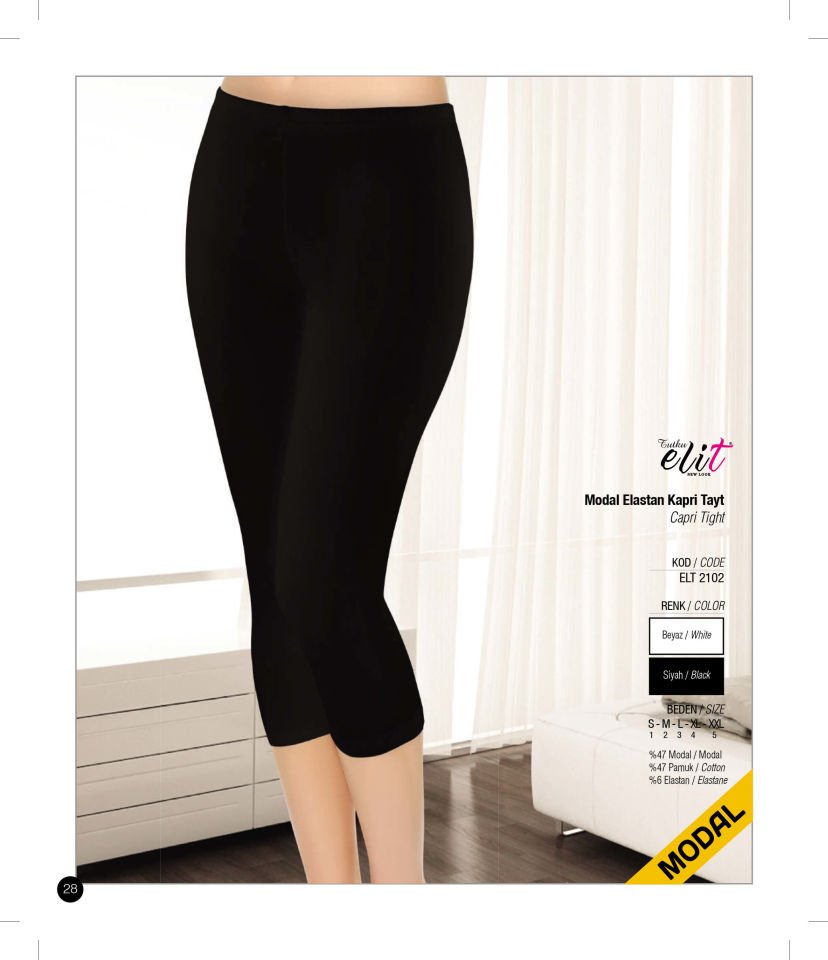 Tutku Elit 2102 Modal Elastan Dizaltı Kapri Tayt 6 lı