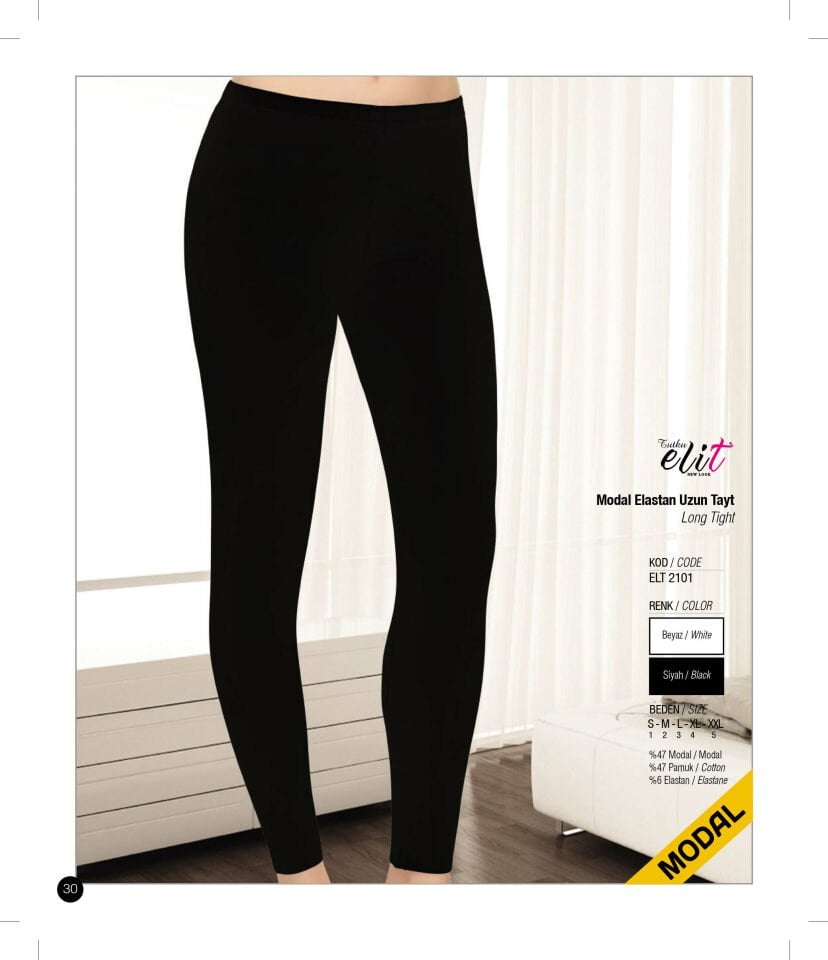 Tutku Elit 2101 Modal Elastan Uzun Düz Bayan Tayt 6 lı