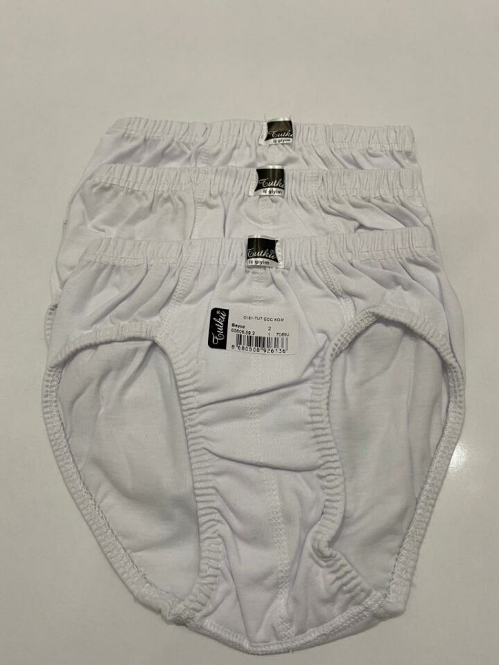 Tutku 3 lü Paket Penye %100 Pamuk  Erkek Çocuk Slip Külot