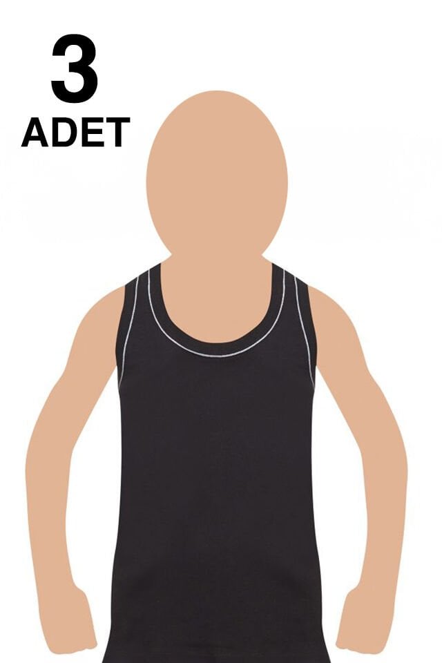 Tutku 3 lü  Paket Siyah  Rambo Arkası Çapraz Likralı Çocuk Atlet