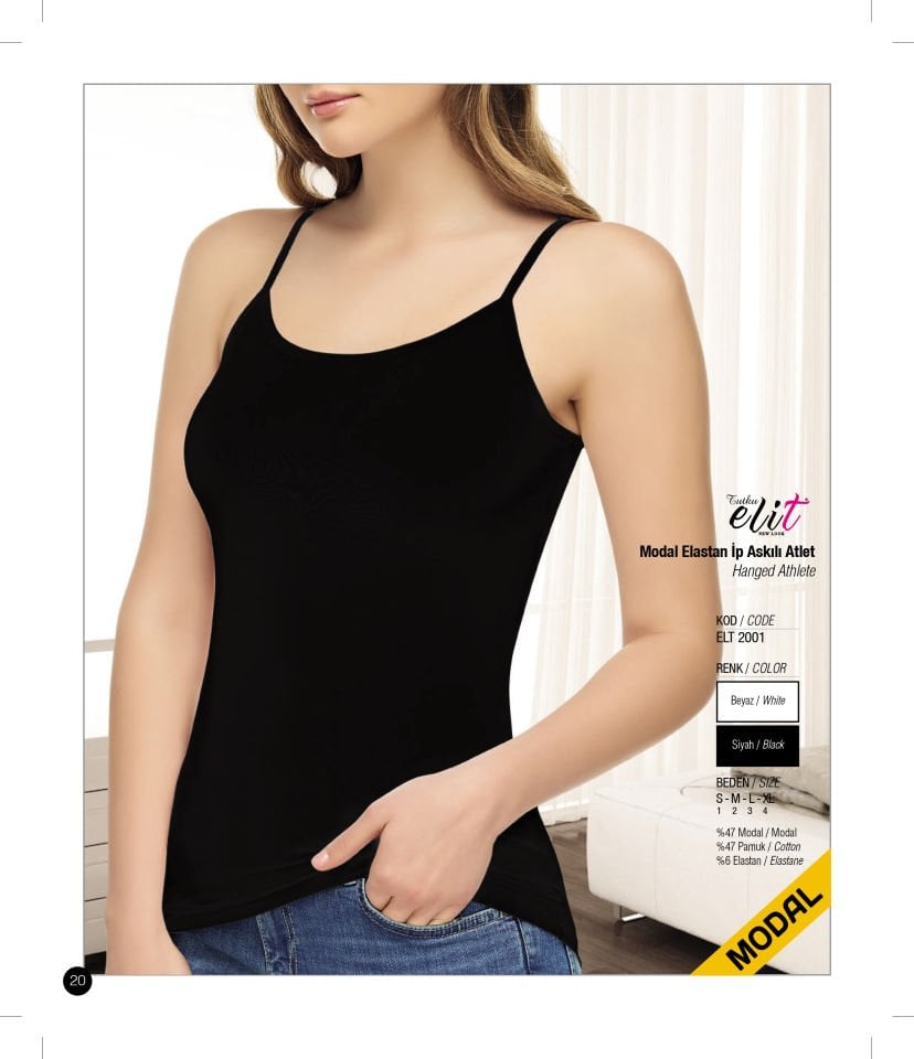 Tutku Elit 2001 Modal Elastan İp Askılı Bayan Atlet
