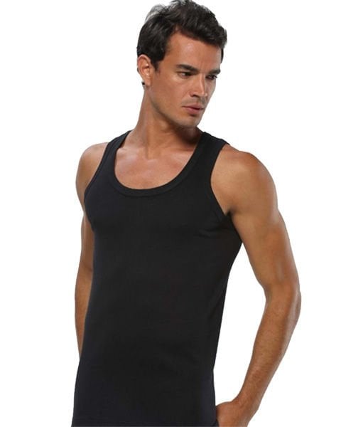 Tutku  Ribana (Likralı) Siyah Erkek Askılı Atlet