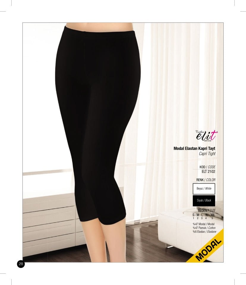 Tutku Elit 2102 Modal Elastan Dizaltı Kapri Tayt