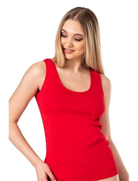 Tutku Kırmızı Geniş Askılı Kadın Düz  Atlet