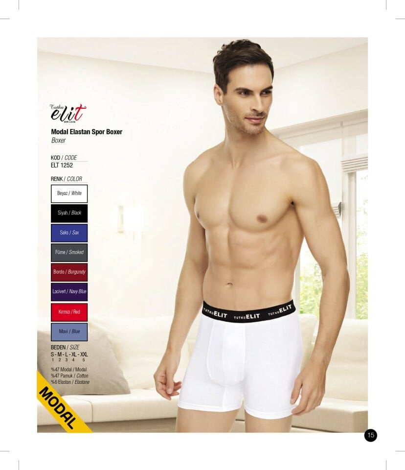 Tutku Elit 1252 Modal Elastan Spor Boxer 6'lı