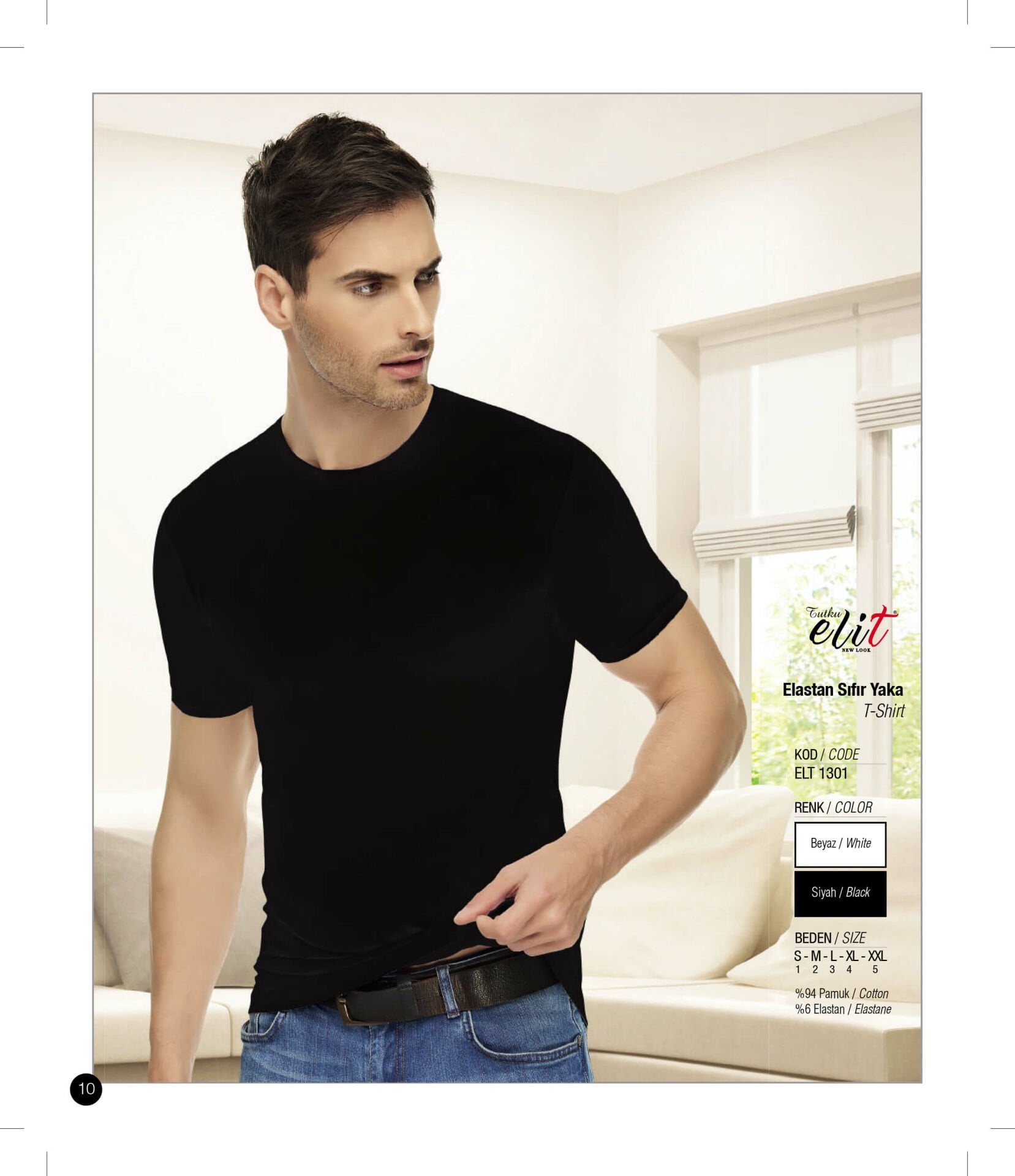 Tutku Elit 1301 Elastan Sıfır Yaka Atlet 6 lı Paket