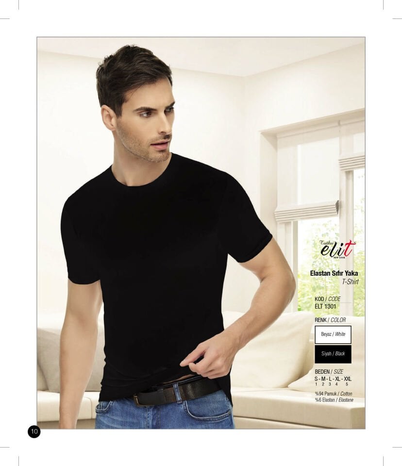 Tutku Elit 1301 Elastan Sıfır Yaka Atlet 6 lı Paket
