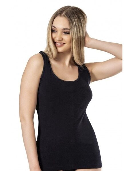 Tutku Siyah Geniş Askılı Kadın Düz  Atlet