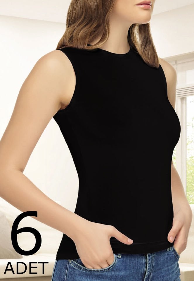 Tutku Elit 2201 Elastan Sıfır Kol Bayan Badi 6 lı Paket