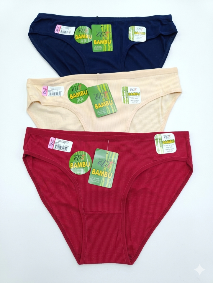 Tutku Elit 2707 Bambu Kaşkorse Bikini Külot 3 lü Paket