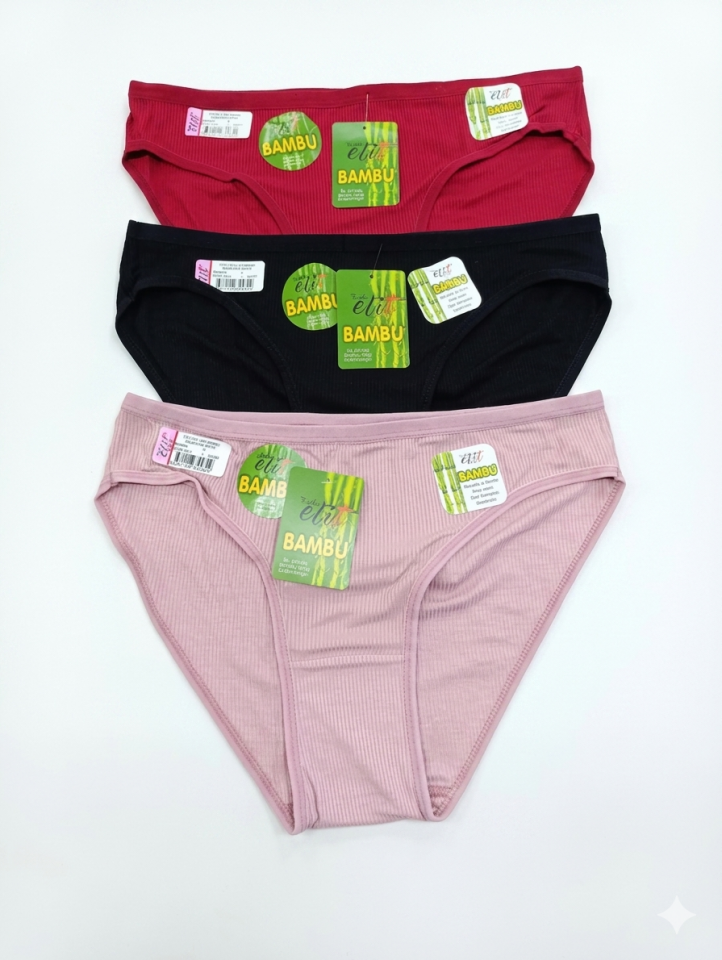 Tutku Elit 2707 Bambu Kaşkorse Bikini Külot 3 lü Paket