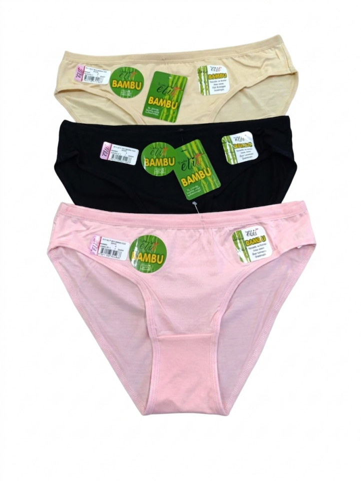 Tutku Elit 2711 İnce Bel Bambu Düz Kadın Bikini Külot 3 lü Paket