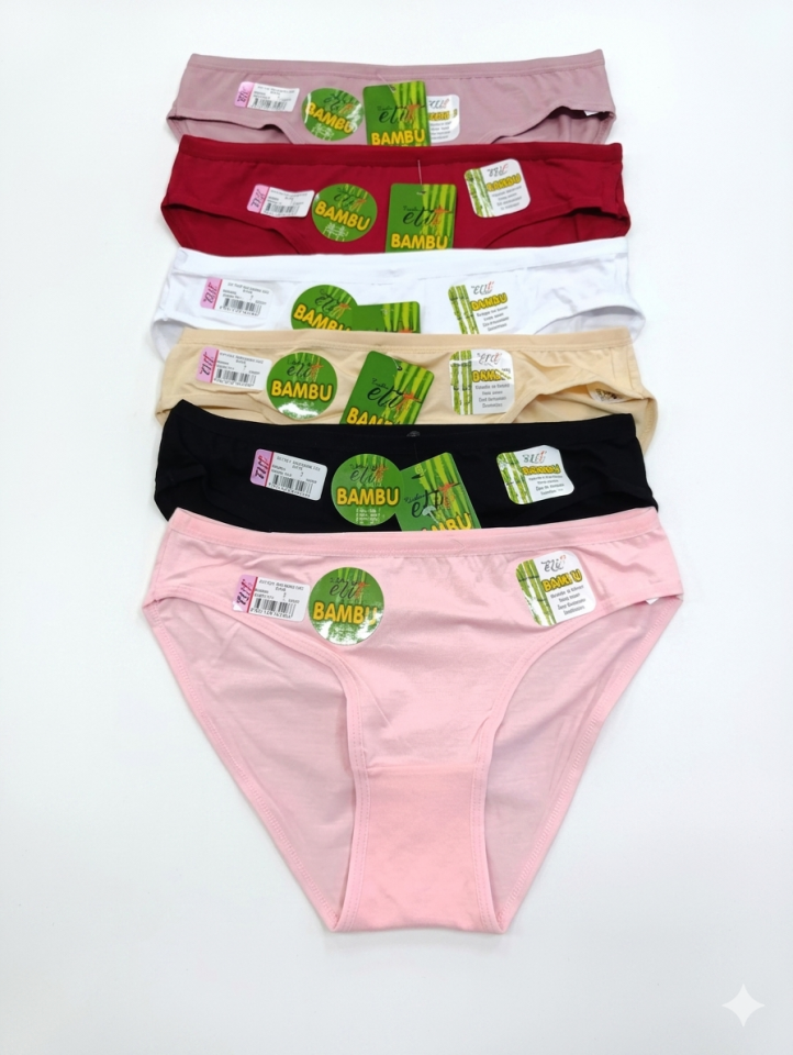 Tutku Elit 2711 İnce Bel Bambu Düz Kadın Bikini Külot 6 lı Paket