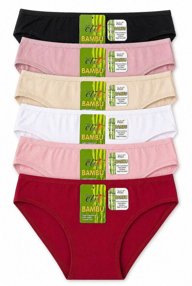 Tutku Elit 2711 İnce Bel Bambu Düz Kadın Bikini Külot 6 lı Paket