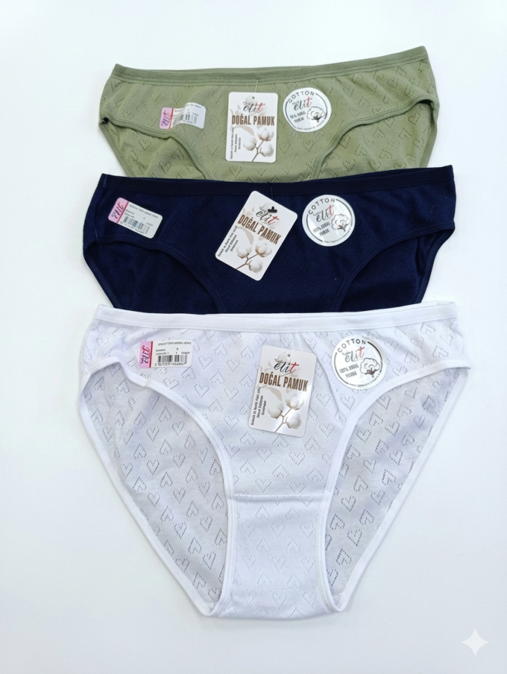 Tutku Elit 2708 %100 Pamuk Jakarlı Bikini Külot 3 lü Paket