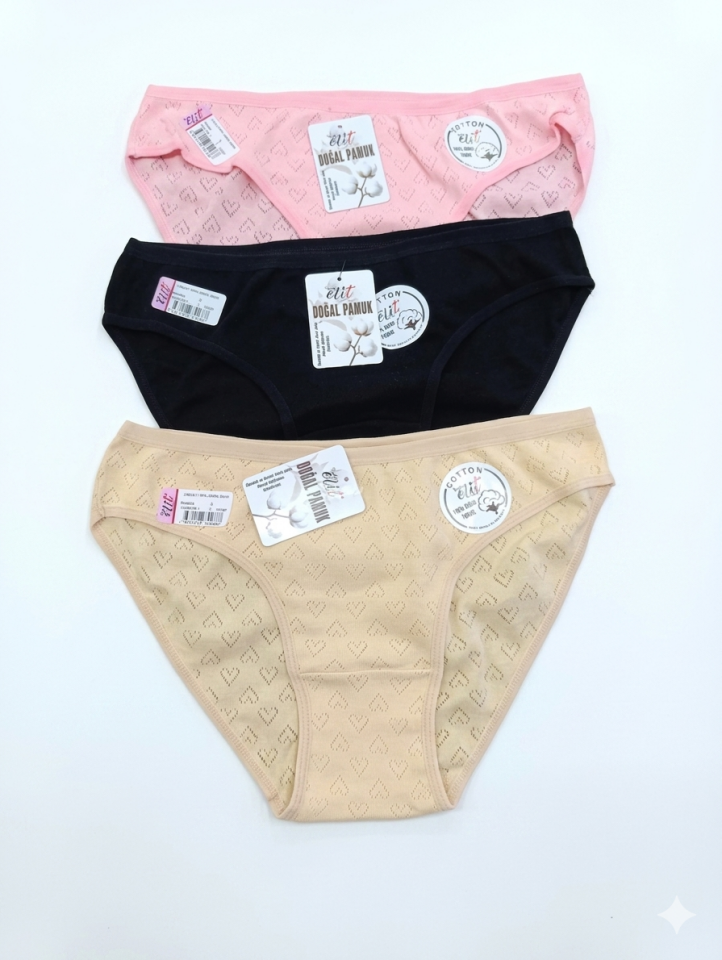Tutku Elit 2708 %100 Pamuk Jakarlı Bikini Külot 3 lü Paket