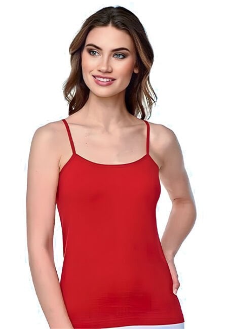 Tutku Kırmızı İp Askılı Düz Kadın Atlet