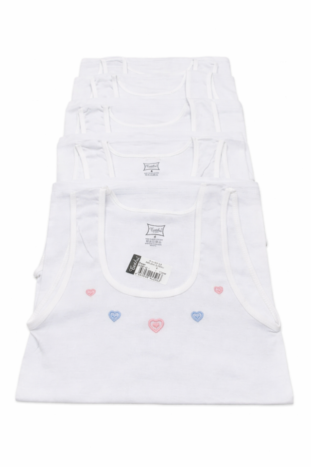 Tutku 6 lı Paket Beyaz Kız Geniş Askılı Atlet