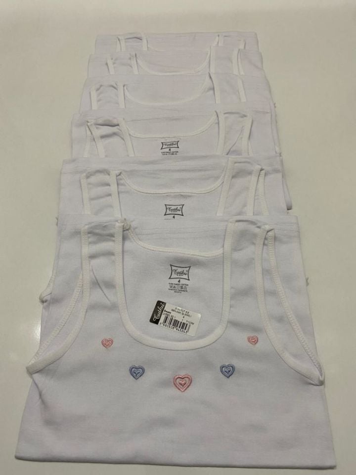 Tutku 6 lı Paket Beyaz Kız Geniş Askılı Atlet