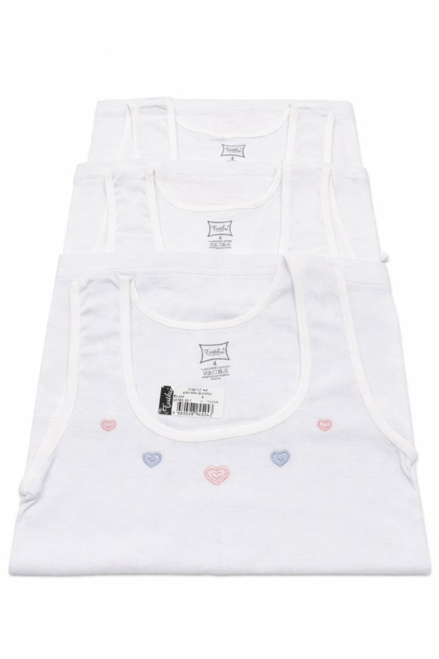 Tutku 3 lü Paket Beyaz Kız Geniş Askılı Atlet