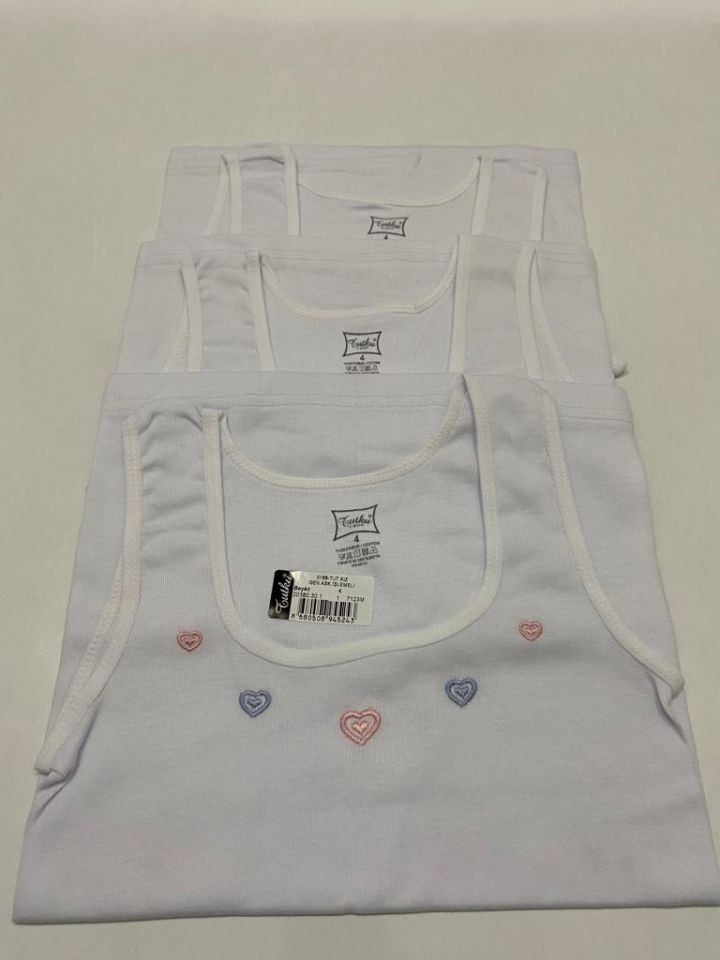 Tutku 3 lü Paket Beyaz Kız Geniş Askılı Atlet