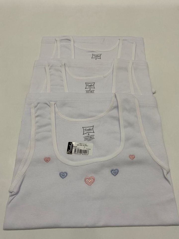 Tutku 3 lü Paket Beyaz Kız Geniş Askılı Atlet