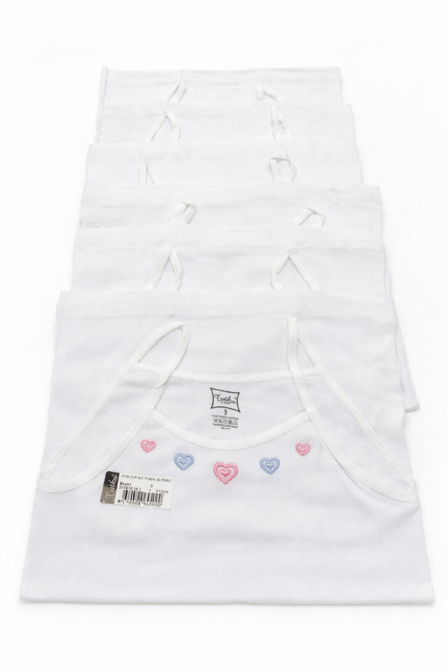 Tutku 6 lı Paket Beyaz Kız İp  Askılı Atlet