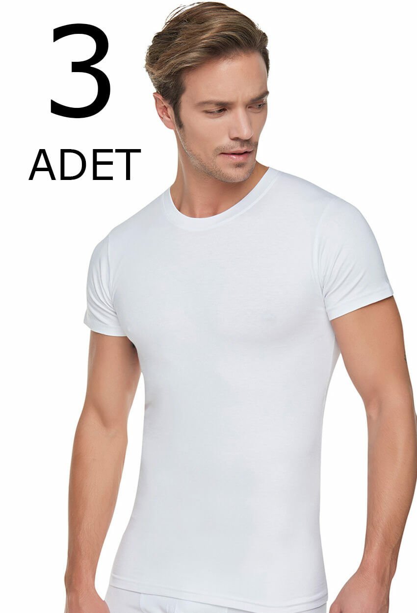 Tutku 3 lü Paket  Penye Erkek Kapalı Yaka Erkek Atlet