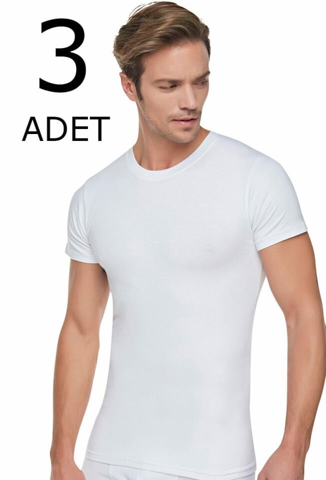 Tutku 3 lü Paket  Penye Erkek Kapalı Yaka Erkek Atlet