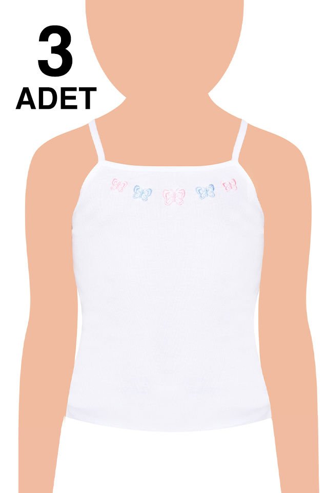 Tutku 3 lü Paket Beyaz Kız İp  Askılı Atlet