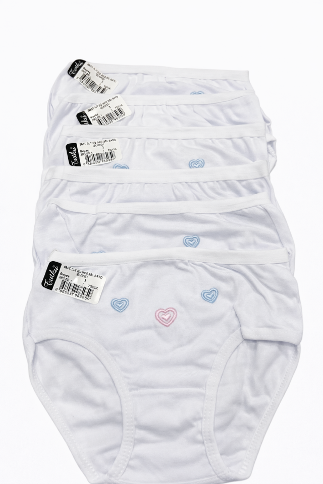 Tutku 6 lı Paket Beyaz Kız Külot