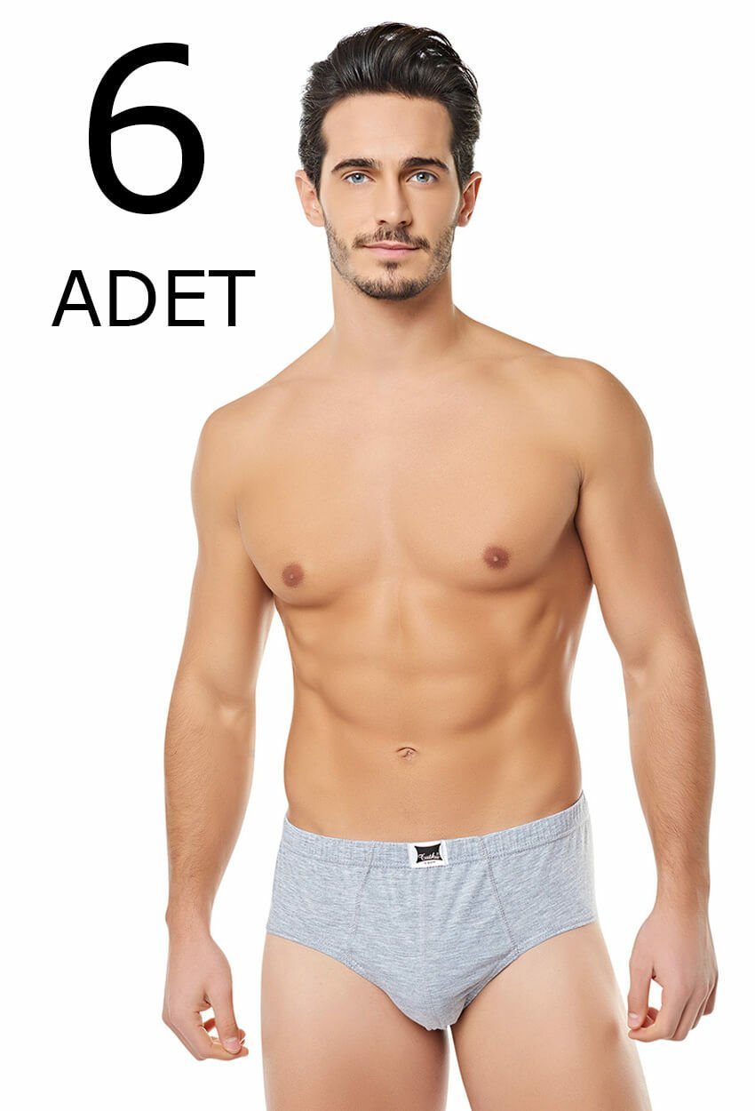 Tutku 6 lı Paket Pamuklu Renkli Erkek Slip Külot Gri