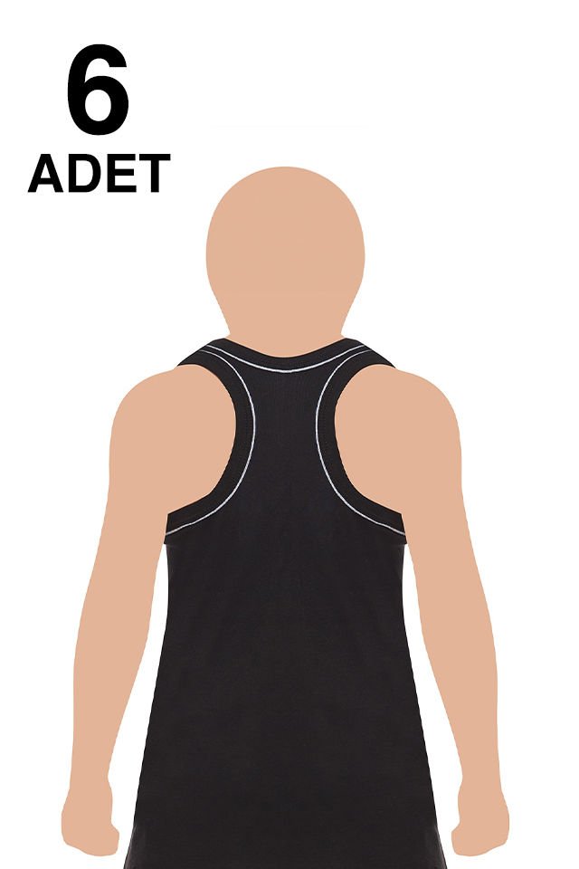 Tutku 6 lı Paket Siyah  Rambo Arkası Çapraz Likralı Çocuk Atlet