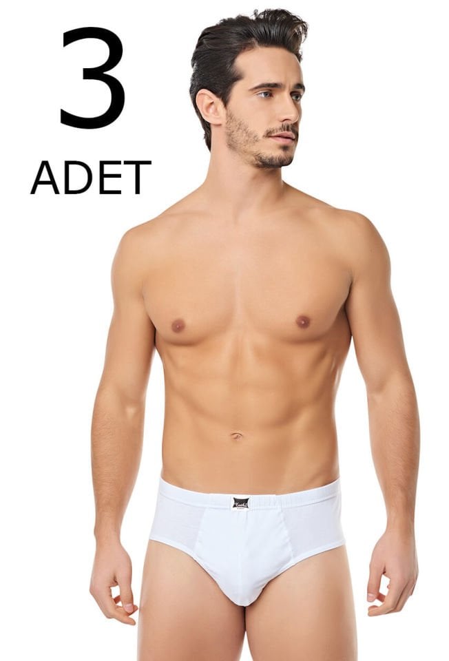 Tutku 3 lü Paket %100 Pamuklu Beyaz  Erkek Slip Külot