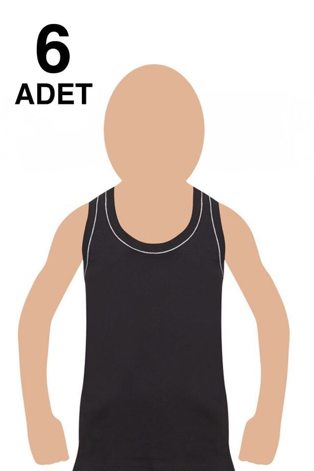 Tutku 6 lı Paket Gri Rambo Arkası Çapraz Likralı Çocuk  Atlet