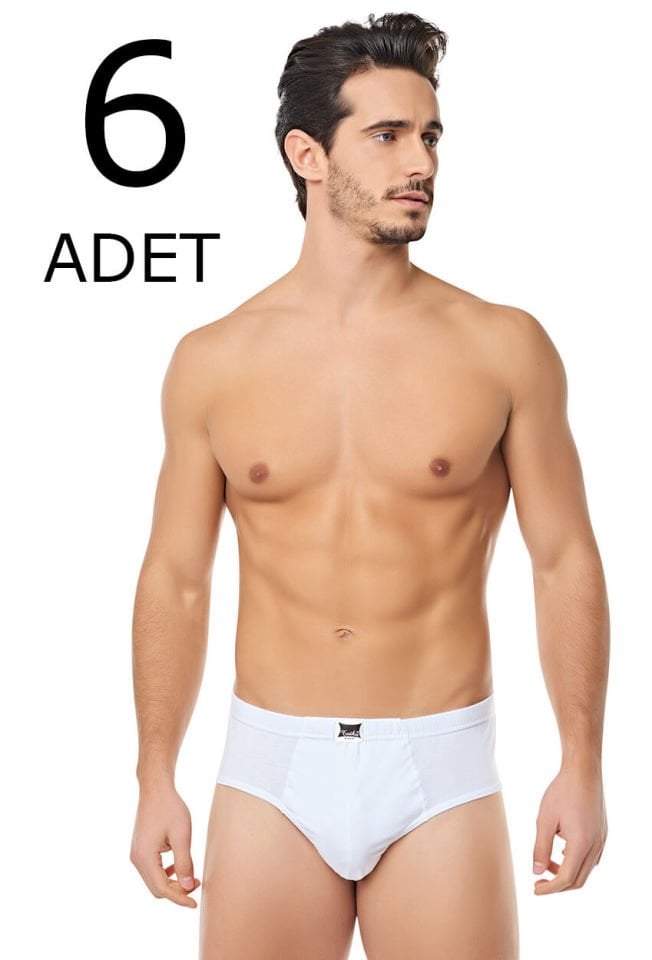 Tutku 6 lı Paket %100 Pamuklu Beyaz  Erkek Slip Külot