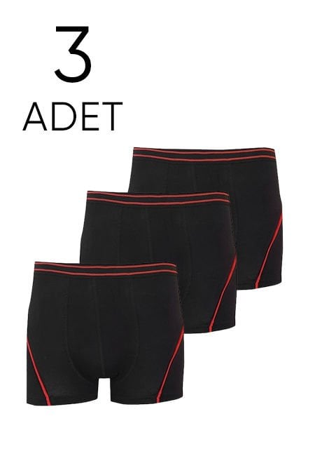 Tutku 3 lü Paket Siyah  Likralı Çocuk Boxer