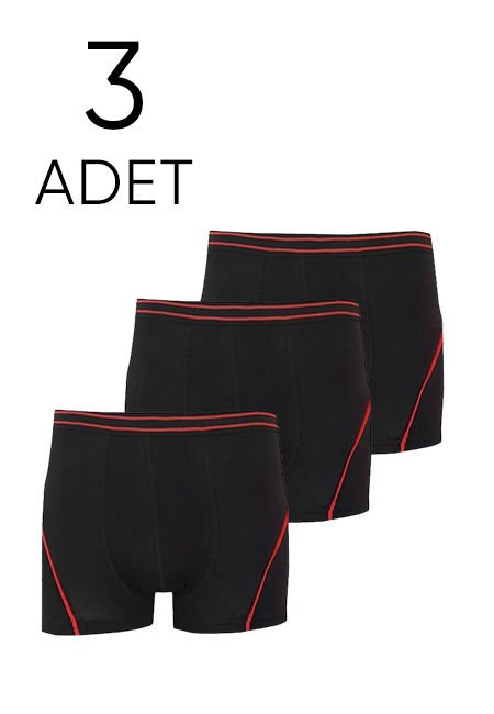 Tutku 3 lü Paket Siyah  Likralı Çocuk Boxer