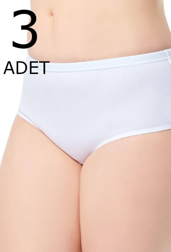 Tutku 3  lü Paket Likralı Kadın Bato Külot Beyaz
