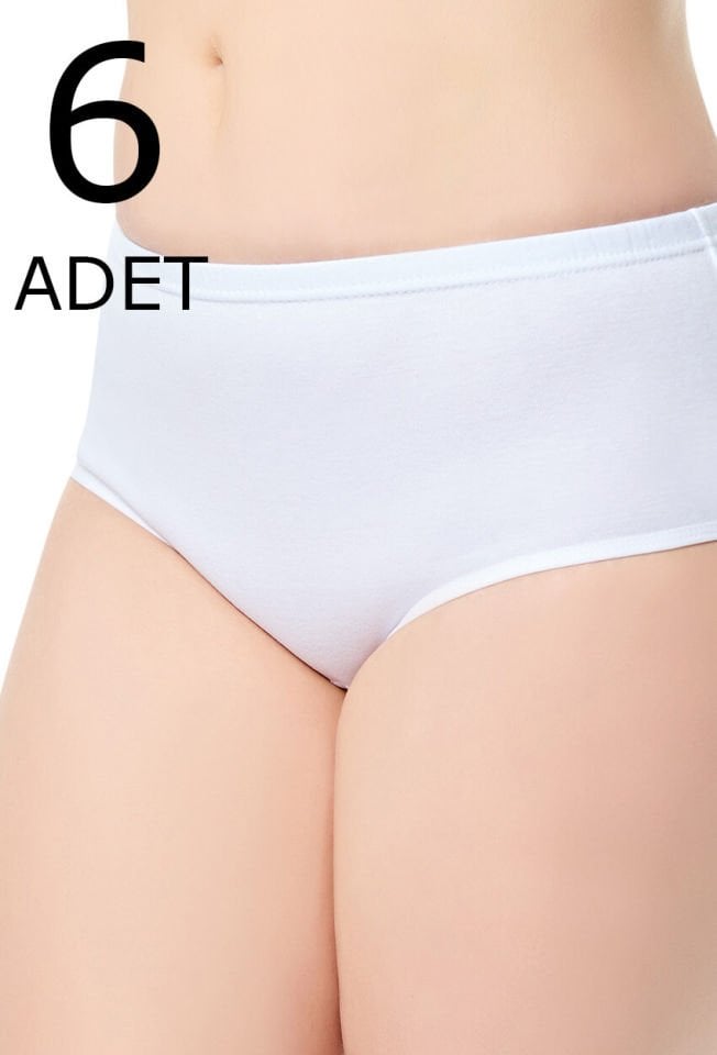 Tutku 6 lı Paket Likralı Kadın Bato Külot Beyaz BEYAZ - 4