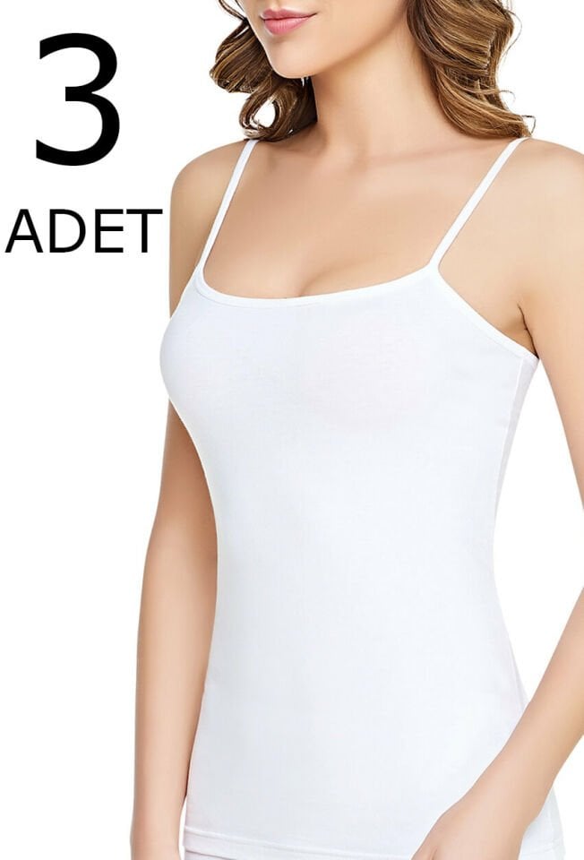 Tutku 3 lü Paket Likralı  Klasik İp Askılı Kadın Atlet