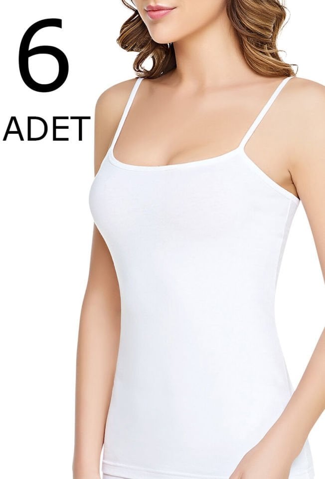 Tutku 6 lı Paket Likralı  Klasik İp Askılı Kadın Atlet