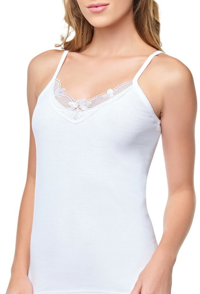 Tutku Likralı  Klasik İp Askılı Güpürlü Kadın Atlet